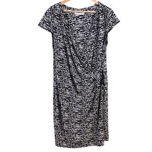 AA Studio AA Black White Geometric Faux Wrap Pull Over Stretch‎ Dress 18W USA